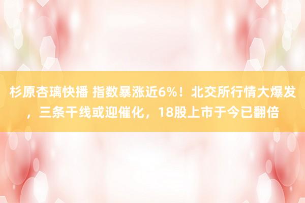 杉原杏璃快播 指数暴涨近6%！北交所行情大爆发，三条干线或迎催化，18股上市于今已翻倍