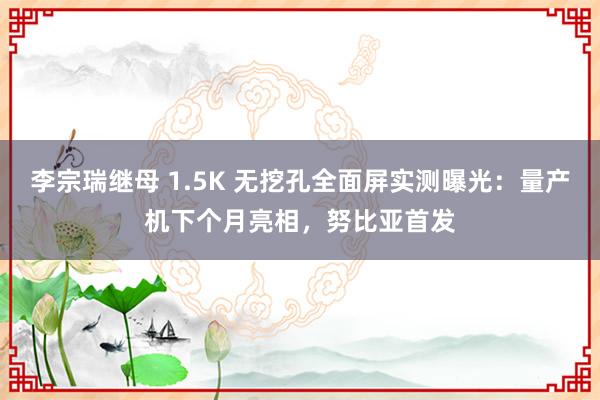 李宗瑞继母 1.5K 无挖孔全面屏实测曝光：量产机下个月亮相，努比亚首发